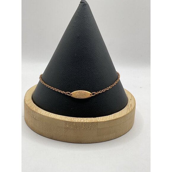 Gold Tone Chain Bracelet With Oval Plate Spring Ring Closure - Picture 1 of 3